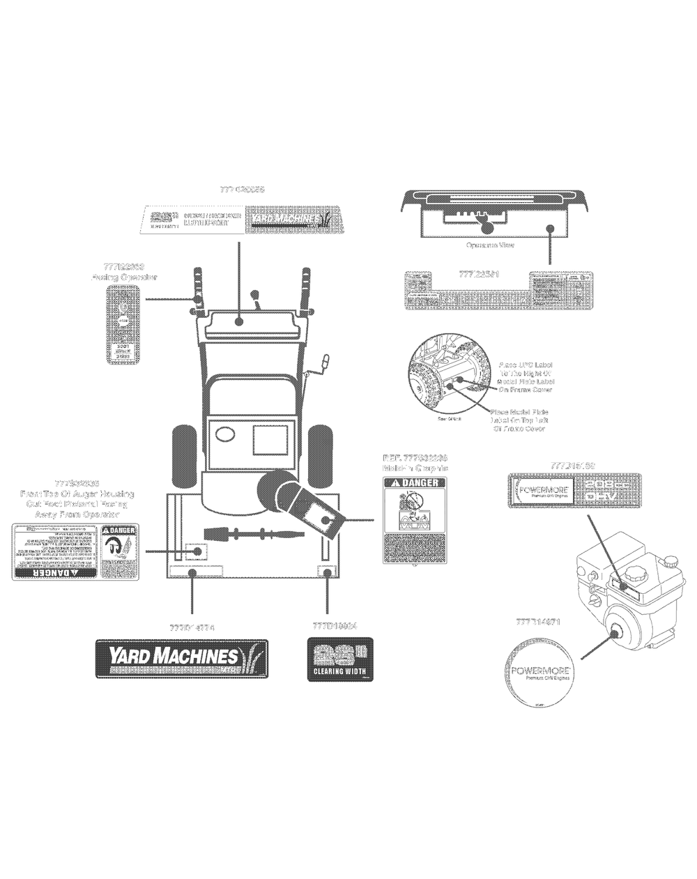 Label Map 31as63ef700 Diagram and Parts List for 31AS63EF700 2015 Yard Machines Snow Blower